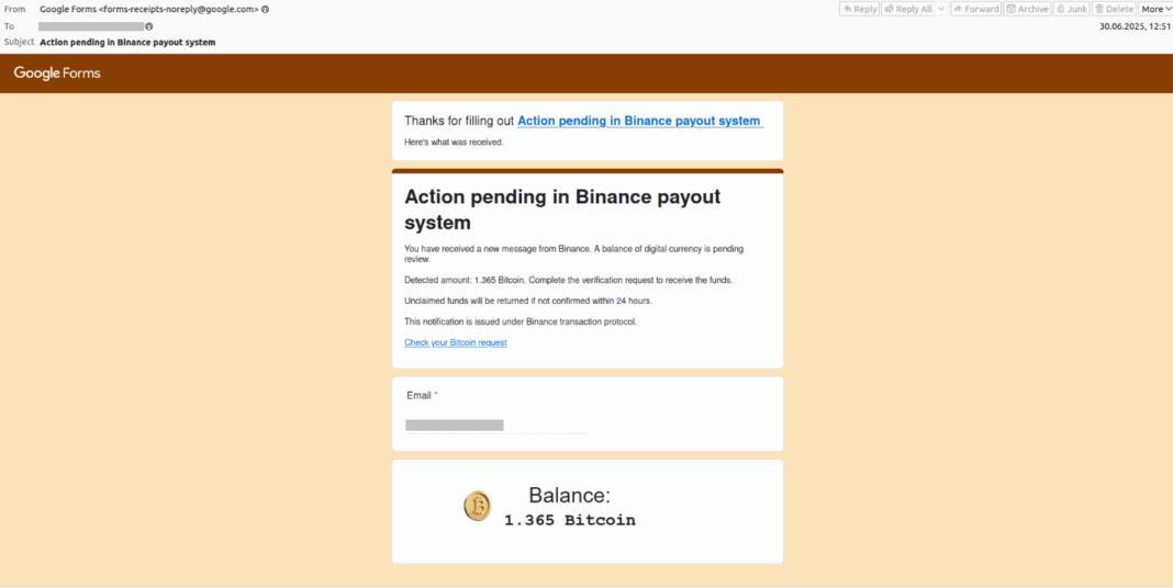 Form-idable foe: Crypto scammers target users through Google Forms